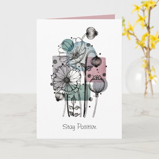 Pflaumen in Tinte und Wasserfarbe Karte (Gelbe Blume)