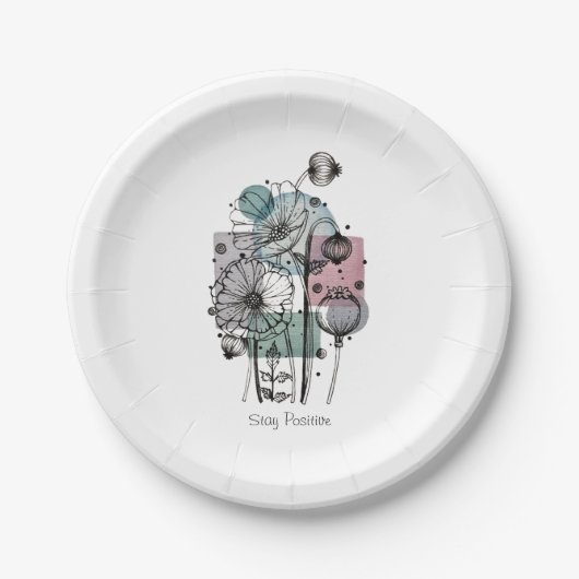 Pflaumen in Tinte und Wasserfarbe Pappteller (Vorderseite)