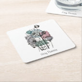 Pflaumen in Tinte und Wasserfarbe Rechteckiger Pappuntersetzer (angewinkelt)