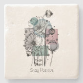 Pflaumen in Tinte und Wasserfarbe Steinuntersetzer (Vorderseite)