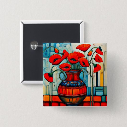 Pflaumen in Vase Button (Vorne & Hinten)