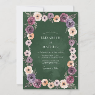 Pflaumen-Lila-Mauve-Ranunculus-Eukalyptus-Hochzeit Einladung