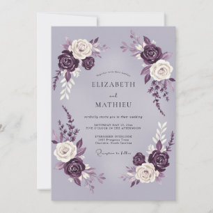 Pflaumen Luxuriöse Rosenhochzeit Einladung