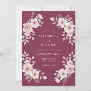 Pflaumen-Magnolie-Hochzeit Einladung