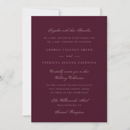 Pflaumen-Maroon-Formale Kalligrafie-Elegante Hochz Einladung