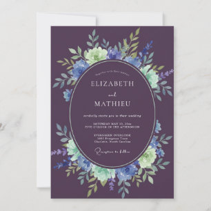 Pflaumen-Mint-Aquarell-Hochzeit Einladung