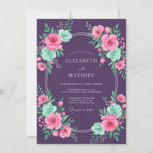 Pflaumen-Minz-Blüten-Hochzeit Einladung