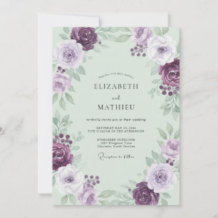 Pflaumen-Minz-Laub Staubiger Eukalyptus-Hochzeit Einladung