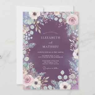 Pflaumen-Mystik-Botanische-Flora-Hochzeit Einladung