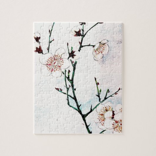 Pflaumen-Niederlassungen mit Blüten Ukiyo-e Asien Puzzle (Vertikal)