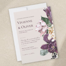 Pflaumen-Orchideen-Hochzeitseinladung mit düsterer