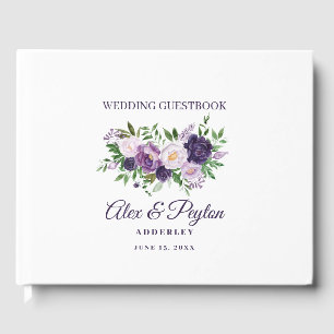 Pflaumen-Pfirsich-Lavendel-Blumen-Weiß-Hochzeit  Gästebuch