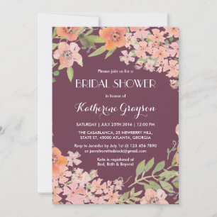 Pflaumen-Purple-Rustic-Blumen-Braut-Shower-Einladu Einladung