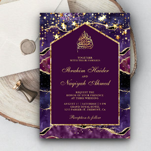 Pflaumen Purpur Gold Achat Murmel Bogen Muslimisch Einladung