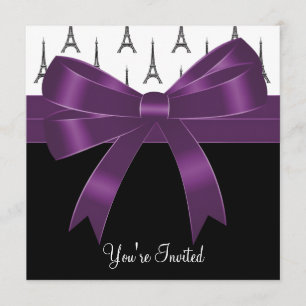 Pflaumen Purpur Paris Eiffelturm Party Einladung