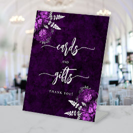 Pflaumen Purpur Silber Florale Hochzeitskarten Ges Sockelschild