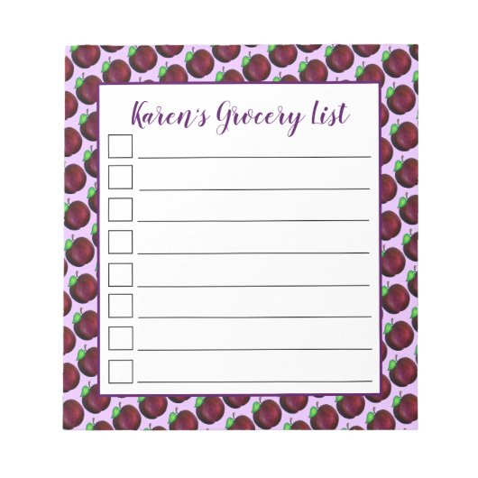 Pflaumen Reif Sommer Lila Pflaumenfrucht Printwerb Notizblock (Vorderseite)