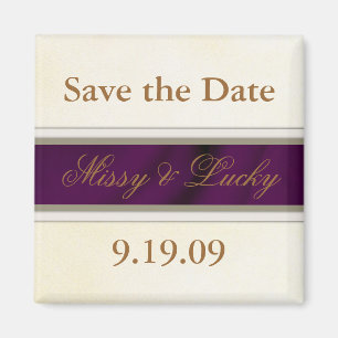 Pflaumen-Satin-Save the Date Magnet