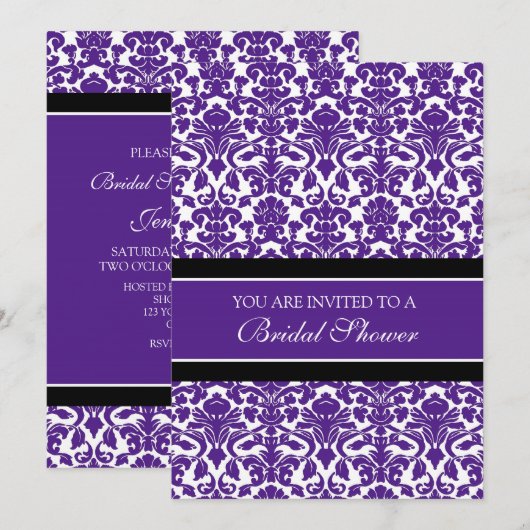 Pflaumen-schwarze Einladung (Vorne/Hinten)