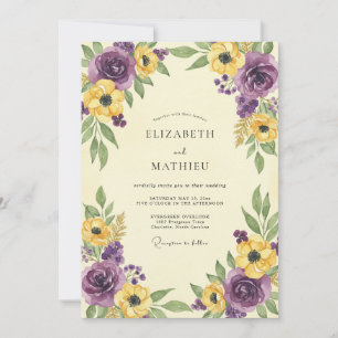 Pflaumen-Senf-Wildblumen-Hochzeit Einladung