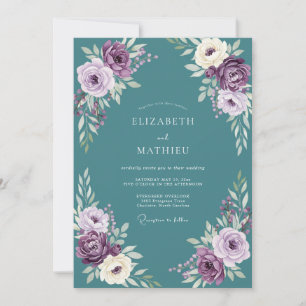 Pflaumen Serene Florale Hochzeit Einladung