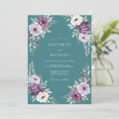 Pflaumen Serene Florale Hochzeit Einladung (Stehend Vorderseite)