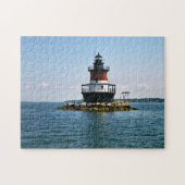 Pflaumen-Strand-Leuchtturm, Rhode Island Puzzle (Horizontal)