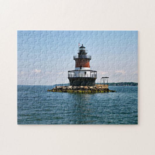 Pflaumen-Strand-Leuchtturm, Rhode Island Puzzle (Horizontal)