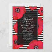 Pflaumen & Streifen - Abendessen in Schwarz und Ro Einladung (Vorderseite)
