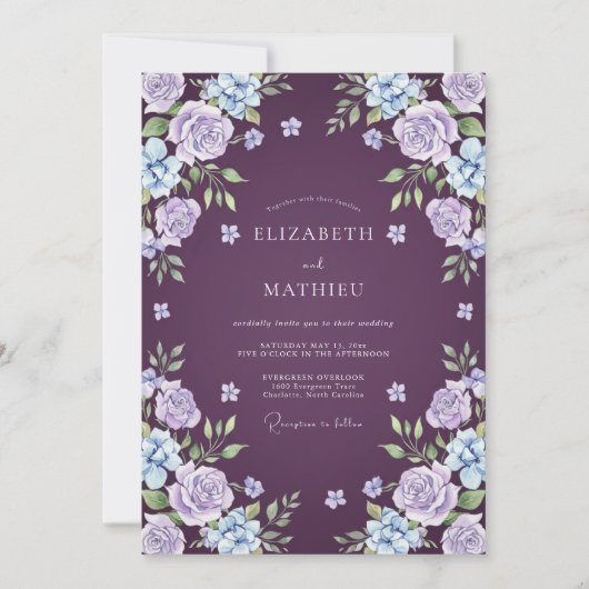 Pflaumen Traum Botanische Hochzeit Einladung (Vorderseite)