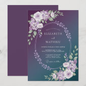 Pflaumen-Türkis-Etherische Winterhochzeit Einladung (Vorne/Hinten)