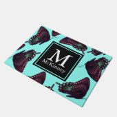 Pflaumen und Aquamarine Schmetterlinge Personalisi Fußmatte (Schrägansicht)