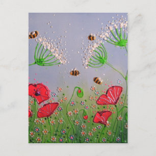 Pflaumen und Bienen Postkarte