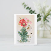 Pflaumen und Bienen Vintage Postkarte (Stehend Vorderseite)