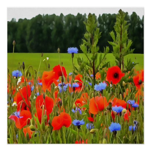 Pflaumen und Blumen Realistische Landschaft Kunst Poster (Vorderseite)