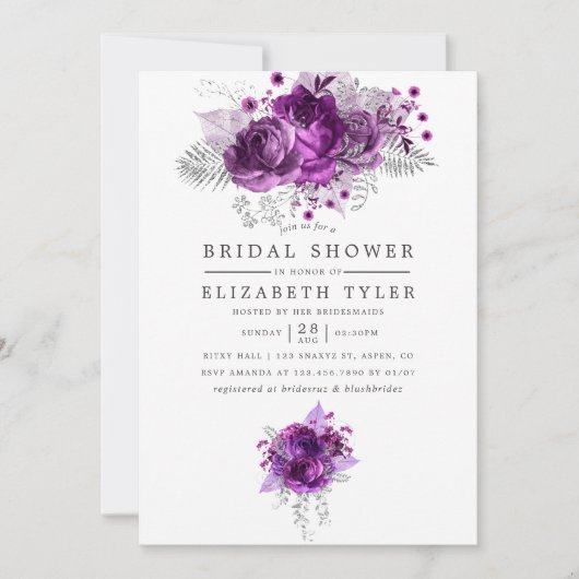 Pflaumen und Brautparty für Wasserfarben Einladung (Vorderseite)