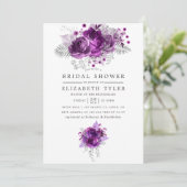 Pflaumen und Brautparty für Wasserfarben Einladung (Stehend Vorderseite)