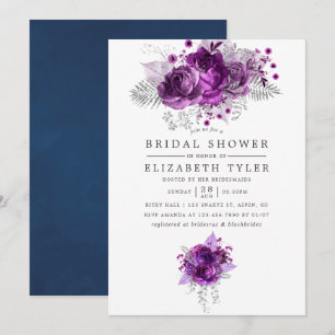 Pflaumen und Brautparty für Wasserfarben Einladung