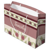 Pflaumen- und Himbeerdesignerin Große Geschenktüte (Rückseite Schrägansicht)