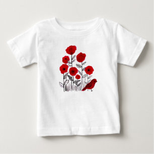 Pflaumen und kleine Aquarellmalerei mit roten Voge Baby T-shirt