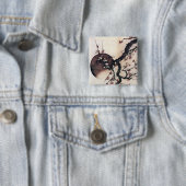 Pflaumen und Mond, Hokusai Button (Beispiel)