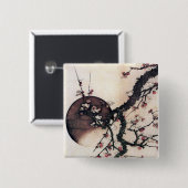 Pflaumen und Mond, Hokusai Button (Vorne & Hinten)