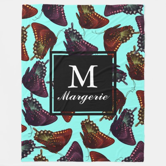 Pflaumen und Orangenschmetterlinge Personalisiert Fleecedecke (Vorderseite)