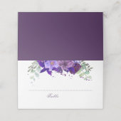 Pflaumen und Violett Lila Blütenwelt Elegante Hoch Platzkarte (Außenseite Aufgefaltet)