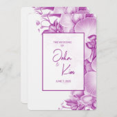 Pflaumen und Weiße Orchideen Einladung zur Hochzei (Vorne/Hinten)