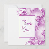 Pflaumen und Weiße Orchideen Hochzeit Dankeskarte (Vorderseite)