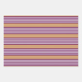 Pflaumen und weiße Streifen mit bräunlicher Farbe Geschenkpapier Set (Vorderseite)