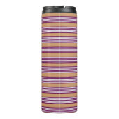 Pflaumen und weiße Streifen mit bräunlicher Farbe Thermosbecher (Rückseite)