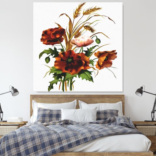 Pflaumen und Weizen Botanische Kunst Leinwanddruck (Insitu (Schlafzimmer))