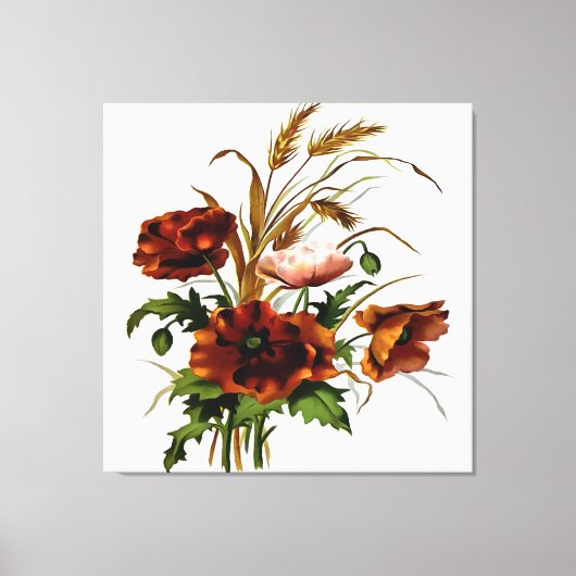 Pflaumen und Weizen Botanische Kunst Leinwanddruck (Vorderseite)